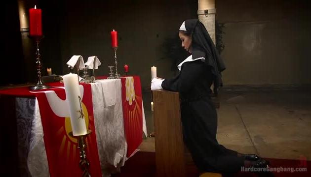 Ex prostitute turned nun gets gangbanged!