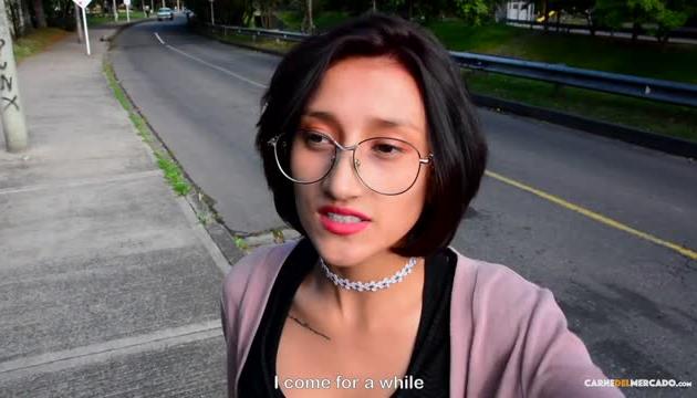 Petite Latina teen Luna Castillo gets cum on ass in steamy pickup and fuck