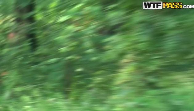In the forest with blonde hard fuck girl
