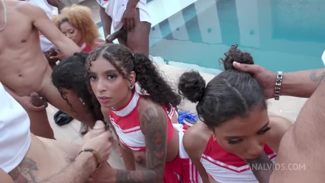 The Four Brasilia cheerleaders Melissa Hot ,Rebeca Villar, Ariella Ferraz And Ob Slave Nat get fucked in the ass in hot orgy