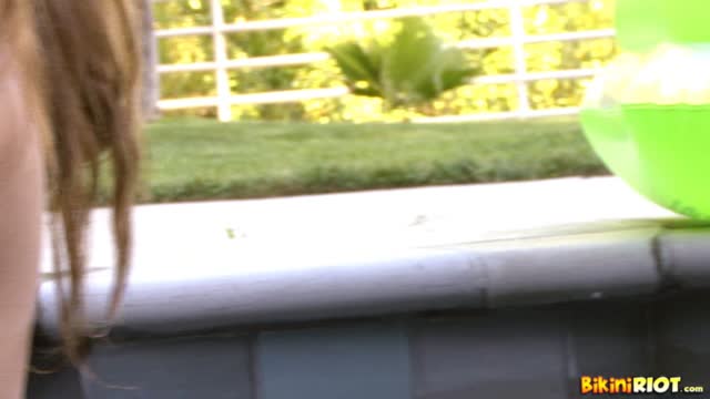 Red Scrunch Butt in the Pool