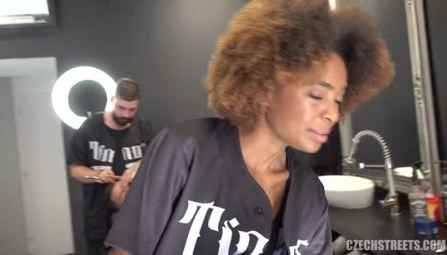 Black sexy hairdresser Czech Streets 121
